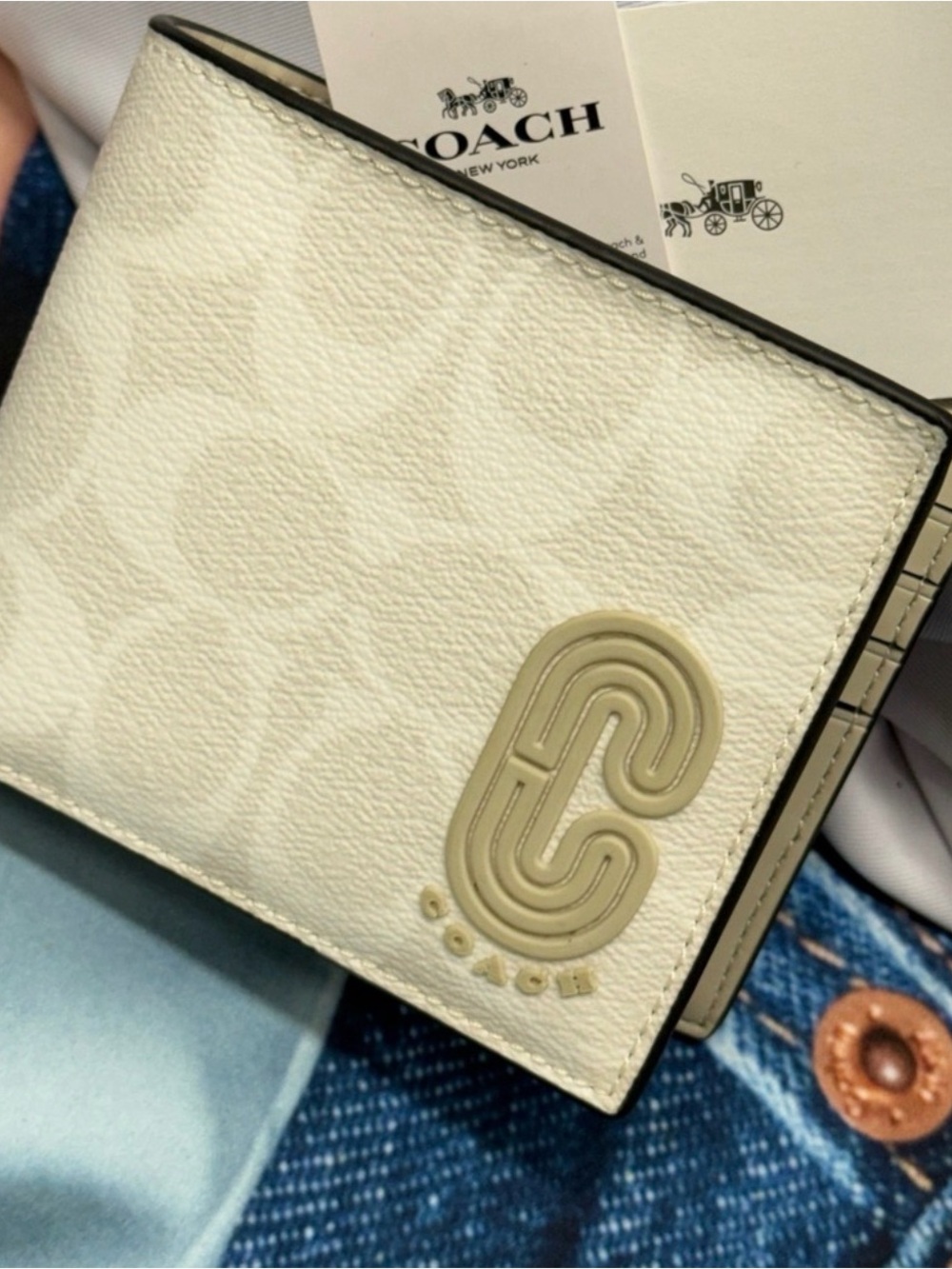 Coach Cream/Beige Signature Bifold Wallet